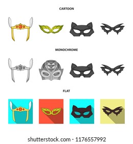 Vector illustration of hero and mask sign. Collection of hero and superhero stock symbol for web.