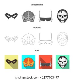 Vector illustration of hero and mask sign. Set of hero and superhero vector icon for stock.