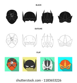 Vector illustration of hero and mask sign. Set of hero and superhero stock vector illustration.