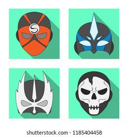 Vector illustration of hero and mask sign. Collection of hero and superhero stock vector illustration.