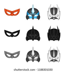 Vector illustration of hero and mask sign. Set of hero and superhero vector icon for stock.