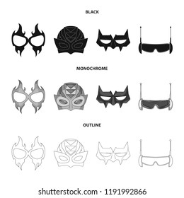 Vector illustration of hero and mask sign. Collection of hero and superhero stock vector illustration.