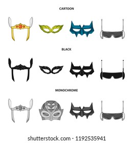 Vector illustration of hero and mask sign. Set of hero and superhero vector icon for stock.