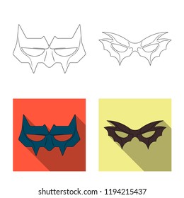 Vector illustration of hero and mask sign. Set of hero and superhero vector icon for stock.