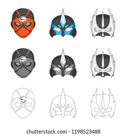 Vector illustration of hero and mask sign. Set of hero and superhero vector icon for stock.