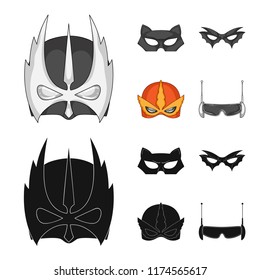 Vector illustration of hero and mask symbol. Set of hero and superhero stock vector illustration.