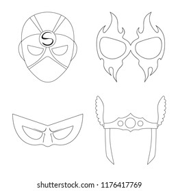 Vector illustration of hero and mask symbol. Collection of hero and superhero vector icon for stock.