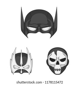 Vector illustration of hero and mask symbol. Set of hero and superhero vector icon for stock.