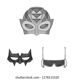 Vector illustration of hero and mask symbol. Collection of hero and superhero stock symbol for web.