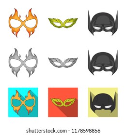 Vector illustration of hero and mask symbol. Set of hero and superhero stock symbol for web.