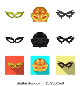 Vector illustration of hero and mask symbol. Set of hero and superhero stock symbol for web.