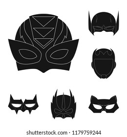 Vector illustration of hero and mask symbol. Set of hero and superhero stock vector illustration.
