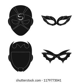 Vector illustration of hero and mask symbol. Set of hero and superhero stock symbol for web.
