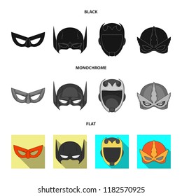 Vector illustration of hero and mask symbol. Collection of hero and superhero stock vector illustration.