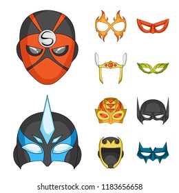 Vector illustration of hero and mask symbol. Collection of hero and superhero vector icon for stock.