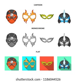 Vector illustration of hero and mask symbol. Set of hero and superhero vector icon for stock.