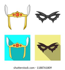 Vector illustration of hero and mask symbol. Collection of hero and superhero vector icon for stock.