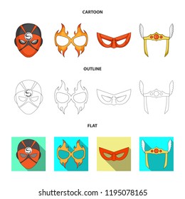 Vector illustration of hero and mask symbol. Set of hero and superhero stock symbol for web.