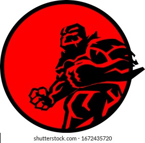 Vector illustration of a hero with a red background. Great for logos, icons, etc.