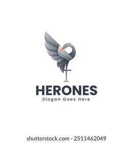 Vector Illustration Heron Gradient Colorful Logo Template
