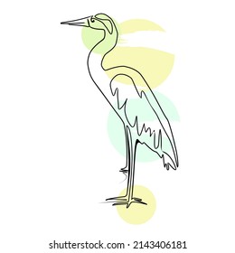 Ilustración vectorial de una garza en estilo de arte de línea