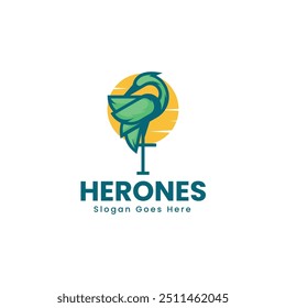 Vector Illustration Heron Simple Mascot Logo Template