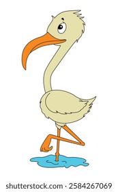 Vector illustration a heron is standing in the water