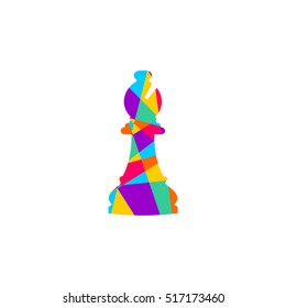 Vector illustration of hess bishop icon. Chess bishop in low poly style.
