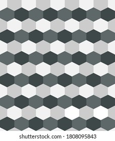 Vector illustration, hexagon background image in white and gray tones. Seamless pattern