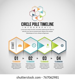 Vector illustration of Hexagon Horizontal Peel Infographic design element.
