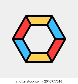 Vektorgrafik von Hexagon-Symbol im vollen Linienstil für jedes Projekt, Verwendung für mobile App-Präsentationen auf der Website