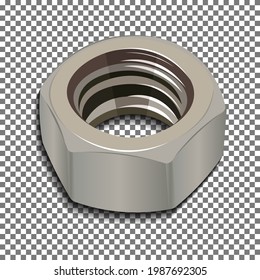 vector illustration of a hexagon metal nut. isolated object with shadow