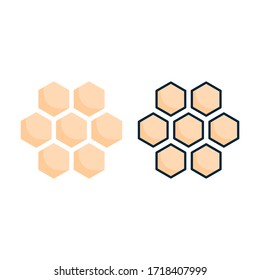 vector illustration hexagon puzzle toy icon or logo with flat and lineal color design style