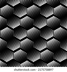 Vector illustration. Hexagon texture. Black and white geometric seamless pattern. Mosaic abstract background. Hexagonal repeating geometric polygon texture.