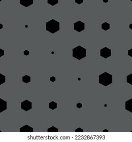 Vector illustration. Hexagon texture. Grey, black and white geometric seamless pattern. Mosaic abstract background. Hexagonal repeating geometric polygon texture.