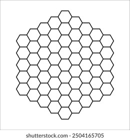 Vector illustration of a hexagonal grid pattern. Isolated stock image ideal for design, game boards, geometric layouts, or honeycomb-inspired graphics, offering a clean and modern look.