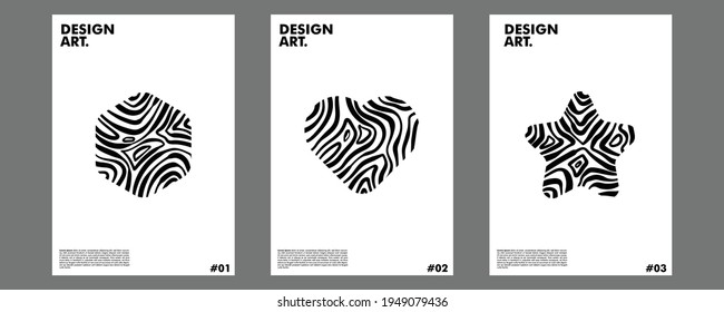 Vector Illustration hexagonal love star liquid, fluid, contour, minimalistic modern art for sticker, wallpaper background, business card, invitation, gift cards, flyers and brochures