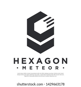 vector illustration of a hexagonal meteor