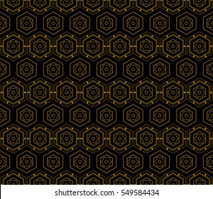 vector illustration of hexagons on a black background. seamless geometric pattern. ideas for your business presentations, printing, design.