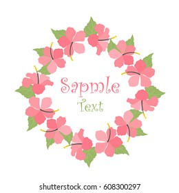 Vector illustration hibiscus flower. Background with tropical flowers