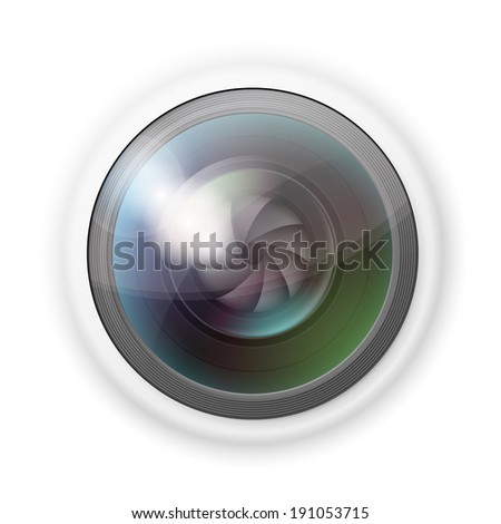 Vector illustration of hidden photocamera lens on white background