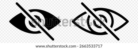 Vector illustration of Hide Eye icon set isolated on transparent background
