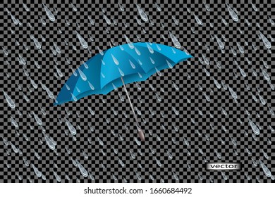 Vector illustration hide from the rain under an umbrella water drops isolated on a transparent background