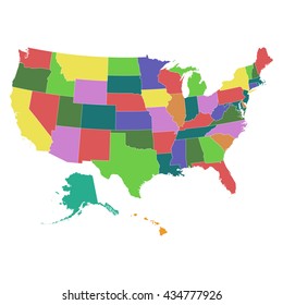 Vector illustration of a High Detail USA Map with federal states