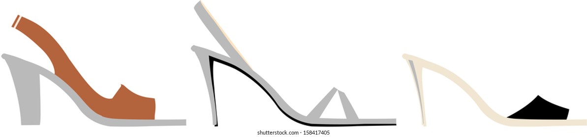Vector illustration of high heeled shoes