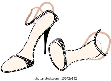 Vector illustration of high heeled shoes