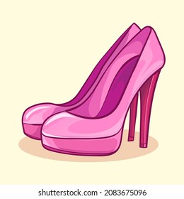 Vector illustration of high heels, flat style vector, High heels soft color shoes. Vector illustration.