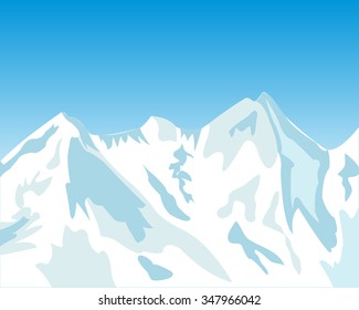 Vector illustration of the high mountains covered by snow