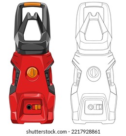 Vektorgrafik von Hochdruckreiniger auf weißem Hintergrund für Logo, Banner, Anhänger. Der Hochdruckreiniger ist schnell für die Reinigung von Auto, Booten, Gebäuden, durch die Entfernung von Schmutz mit Wasser.