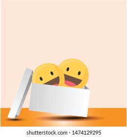 vector illustration of high quality emoticon inside a white color box